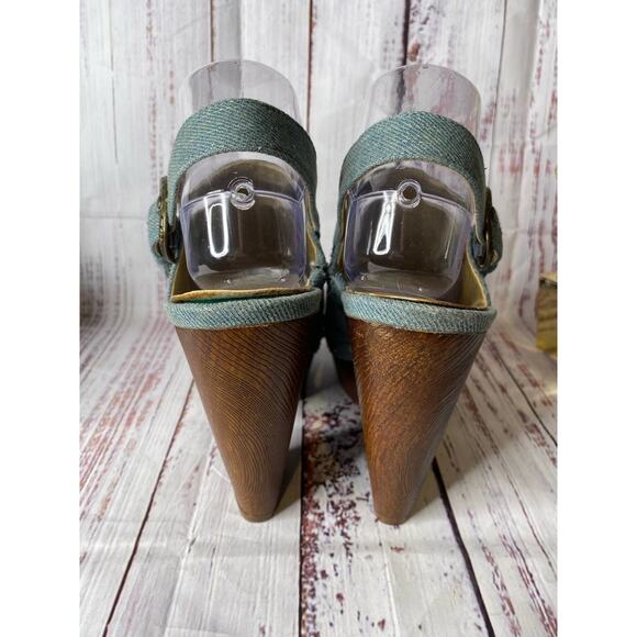 G By Guess Blue Jean Wedge Heel Sz 7.5 - Picture 5 of 11